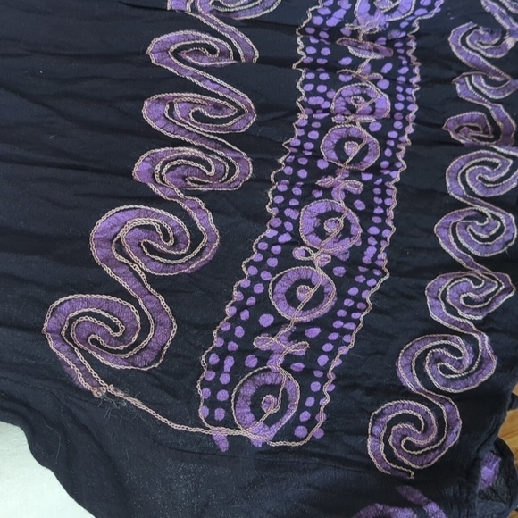 🍉 ASHA Black Purple Flowy Midi Dress One Size - Picture 5 of 6